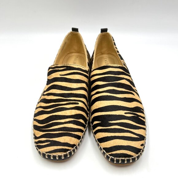 Talbots Womens Size 8 Tiger Stripe Black Tan Leather Loafers Flats Shoes - Picture 2 of 14